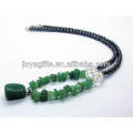 Green aventurine chip Necklace with hematite round beads